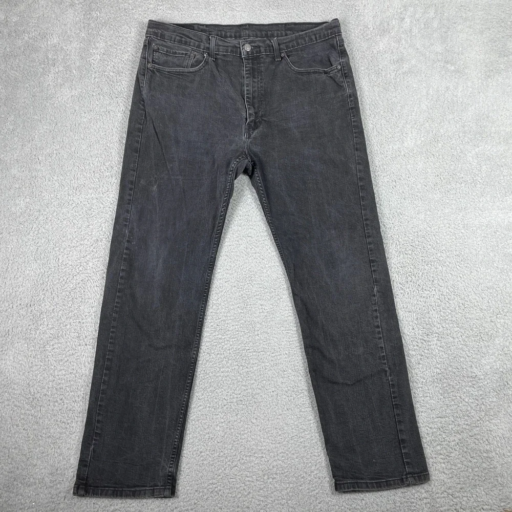 Levis 505 Regular Fit Jeans Mens 38x32 (Fits 36x29) Black Straight Stretch